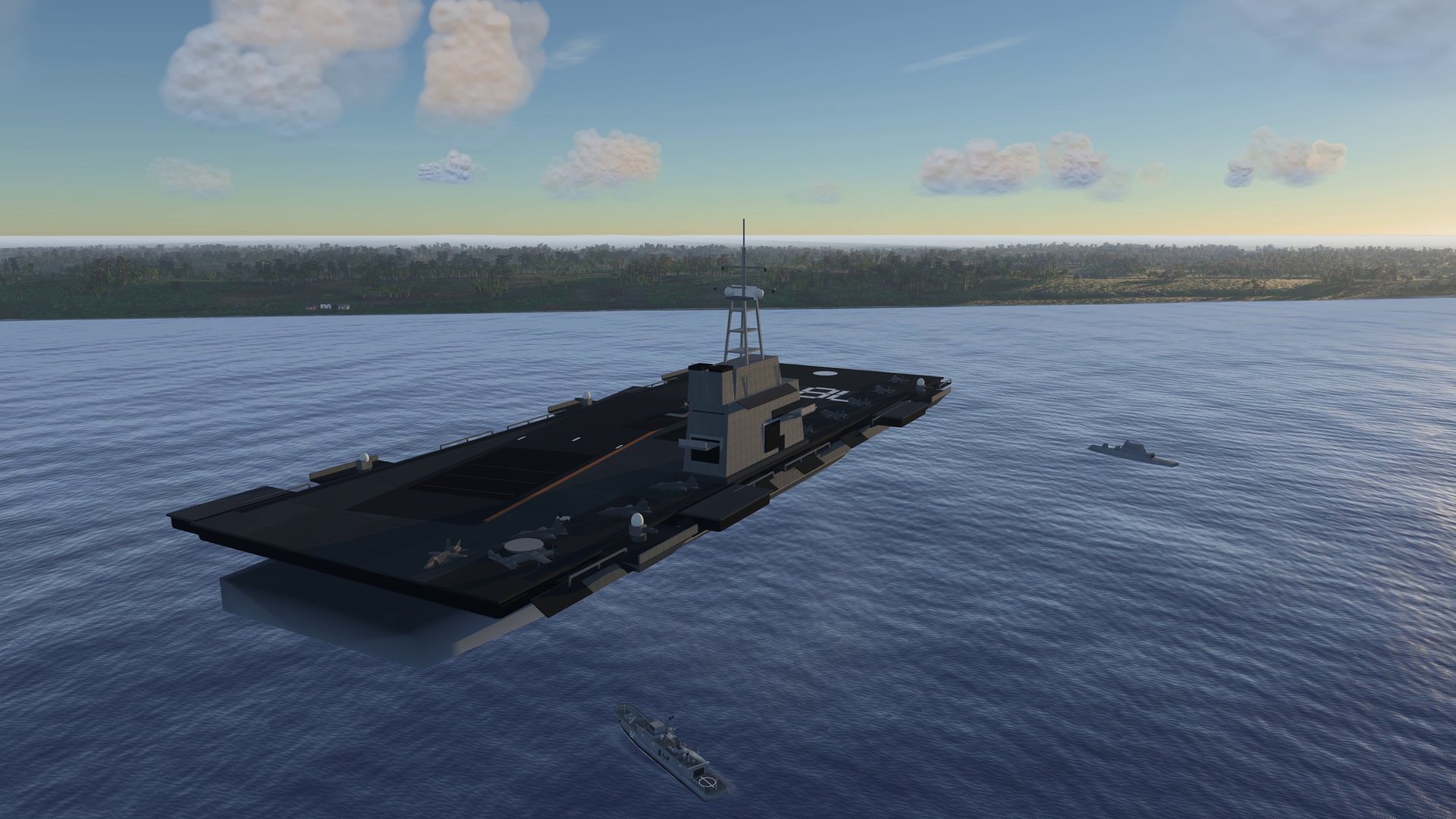 The carrier group at dawn.